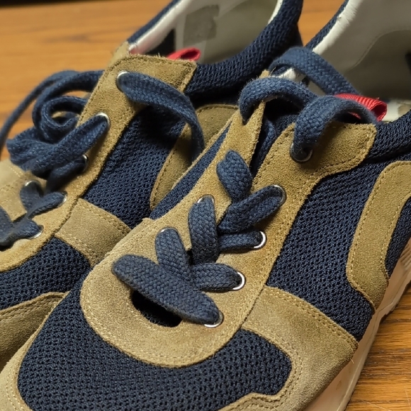 Pierre Hardy "Trek Comet" Tan And Blue Leather Sneakers - Picture 2 of 10